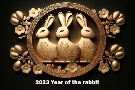 Happy Chinese New Year 2020. Year of the Rabbit. Lunar new yearの素材