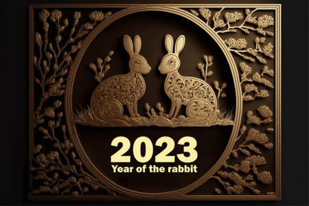 Happy New Year 2023. Year of the Rabbit. Vector illustration.の素材