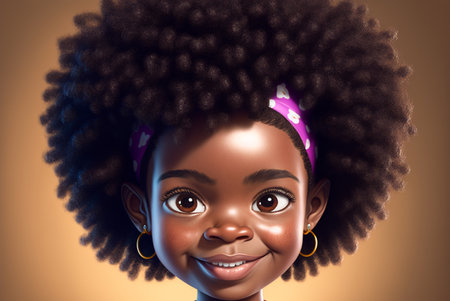 Cute african american little girl with afro hairstyleの素材