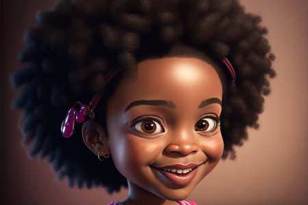 Portrait of a cute African American little girl with afro hairstyle.の素材