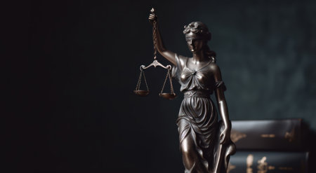 Law and justice concept. Gavel of the judge, books and scales of justice.の素材