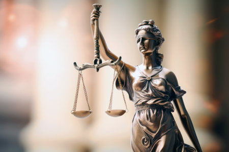 Law and Justice concept. Statue of justice with scales of justice.の素材