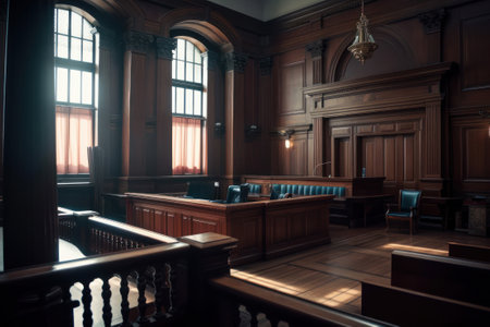 Interior view of a courtroom, Law and Legal services concept.の素材