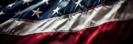 Closeup of ruffled American flag, american patriotic backgroundの素材