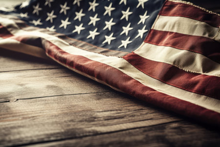 American flag on wooden background. American flag on old wooden background.の素材