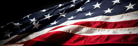 Closeup of American Flag Waving in the Wind. 3D Renderの素材
