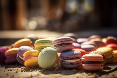 Colorful macaroons on the table. Selective focus.の素材