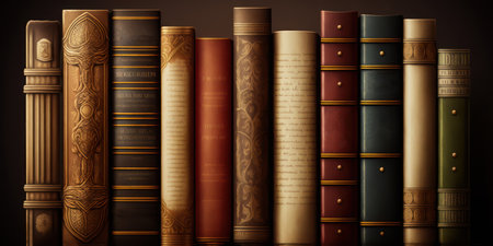 Old books on a dark background. Vector illustration for your design.の素材