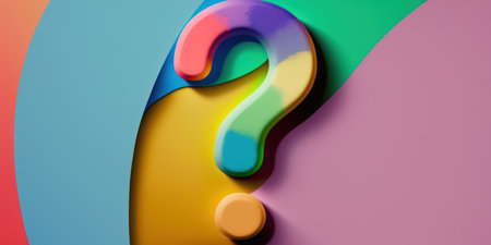 Question mark on colorful background. 3D rendering, 3d illustration.の素材