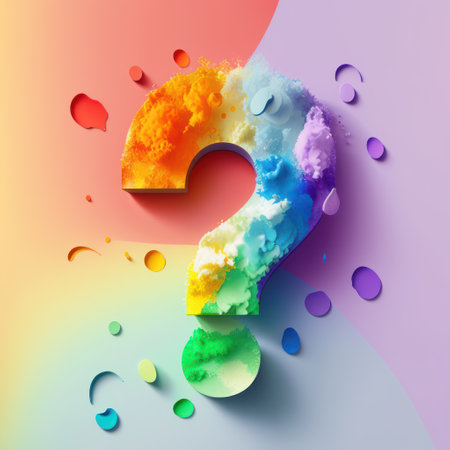 Question mark made of multicolored paint splashes. Vector illustration.の素材
