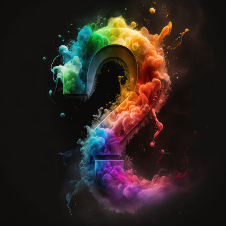 Number two, filled with colored smoke, isolated on black background.の素材