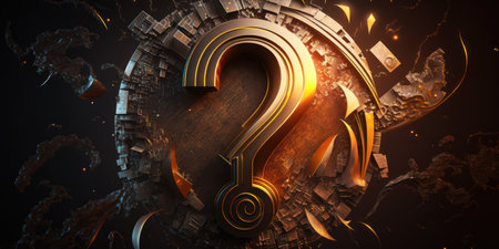 Question mark on a dark background. 3d rendering, 3d illustration.の素材