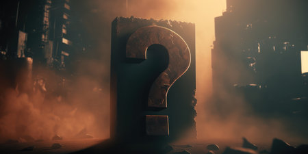 Conceptual image of question mark on dark background. 3d renderingの素材