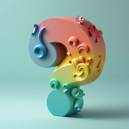 3d rendering of multicolored 3d figure in the form of a yin yang on a blue backgroundの素材