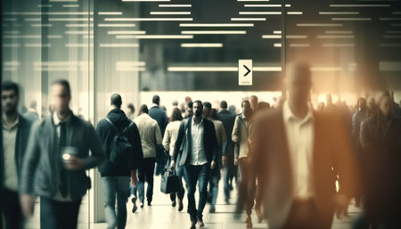 Business People Rush Hour Walking Commuting City Concept. 3D Renderの素材