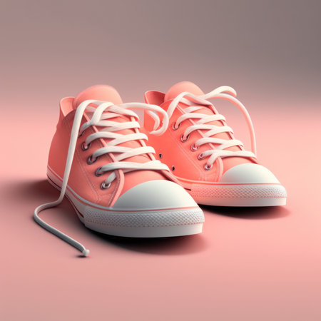 Sneakers on a pink background. 3D illustration. Retro style.の素材