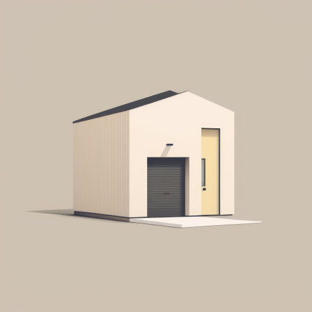 Illustration of a single storey building with door and window.の素材