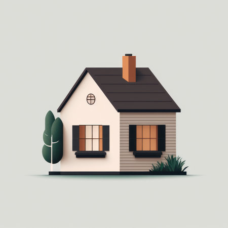 Real estate concept. House with a chimney. Vector illustration.の素材