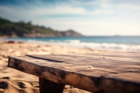 Wooden table on the beach. Selective focus. nature.の素材