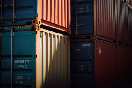 Containers in port for Logistic Import Export background and texture.の素材