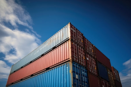 Containers at the port for Logistic Import Export business background.の素材