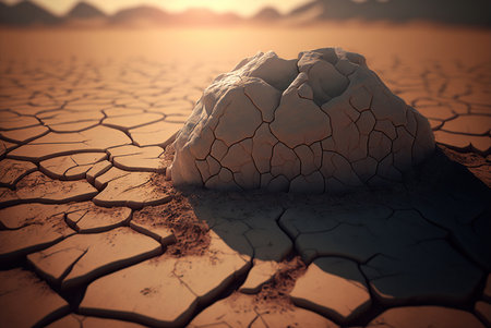Dry and cracked earth background. Global warming concept. 3d renderの素材