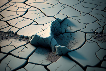 Dry cracked earth background. Global warming and climate change concept.の素材