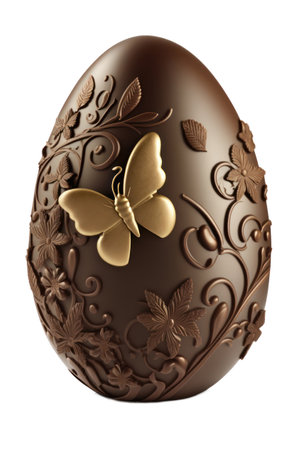 Chocolate Easter egg isolated on white background. Clipping path included.の素材