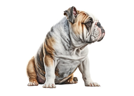 english bulldog sitting isolated on a white background, studio shot., AI Generatedの素材