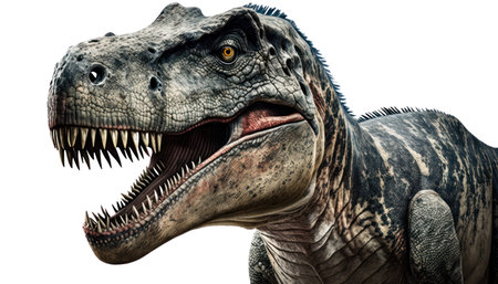 3D rendering of a dinosaur Tyrannosaurus Rex isolated on white background,AI Generatedの素材