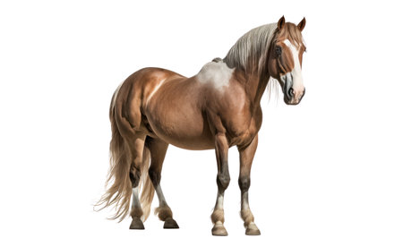 Horse isolated on white background. Side view of a horse.,AI Generatedの素材