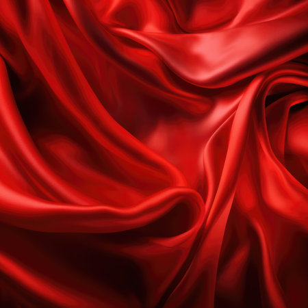 Red satin background with some smooth folds in it. Vector illustration, AI Generatedの素材