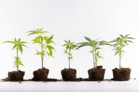 Cannabis seedlings isolated on white background. Medical marijuana concept. AI Generatedの素材