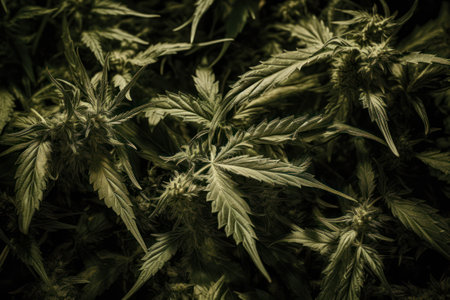 Cannabis sativa indicajuana leaves, cannabis indicajuana leavesjuana vegetation plantsjuana leaves, AI Generatedの素材