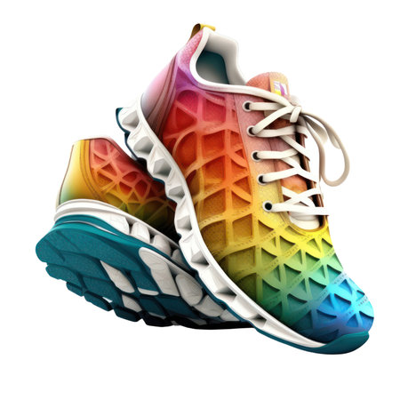 Sneakers with colorful pattern isolated on white background. 3d illustration AI Generativeの素材
