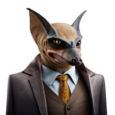 Funny dog in suit and tie isolated on a white background. AI Generativeの素材