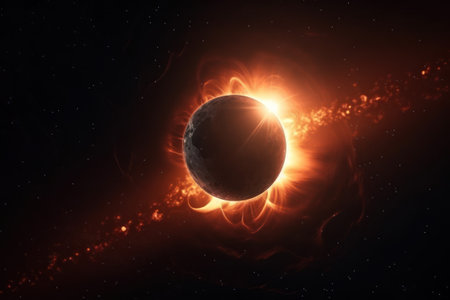 Solar System - Eclipse of the Sun. Solar System is a system of millions or thousands of stars in the universe. AI Generativeの素材
