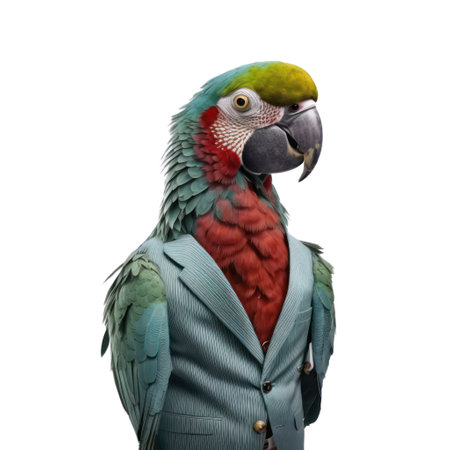 Parrot, Ara macao, in front of a white background generative aiの素材