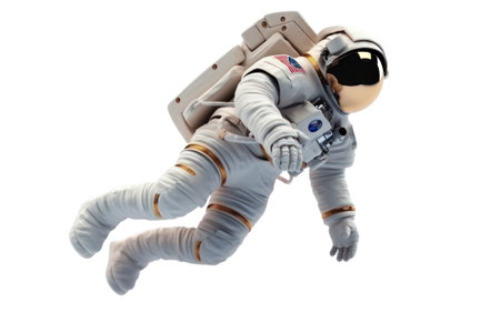 Astronaut flying with a suitcase isolated on a white background. generative aiの素材