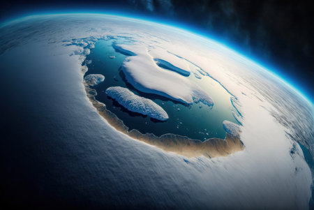 Iceberg on planet Earth as seen from space. 3D rendering generative aiの素材