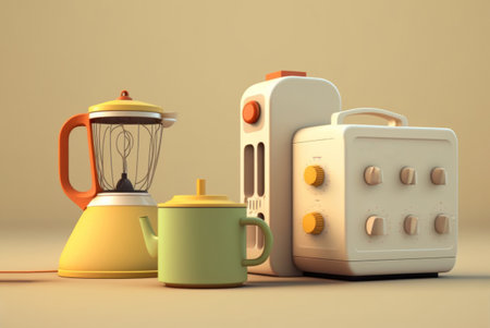 Kitchen appliances, 3d render, computer generated images, isolated generative aiの素材