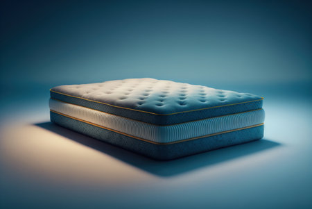 3d rendering of an orthopedic mattress on a blue background generative aiの素材