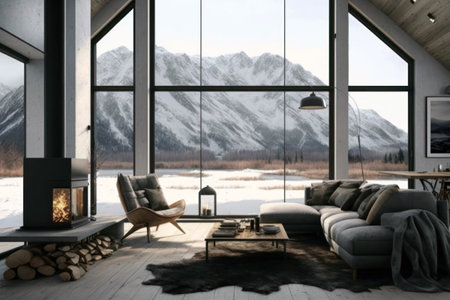 3d rendering of modern bright interiors Living room mockup computer digitally generated image generative aiの素材