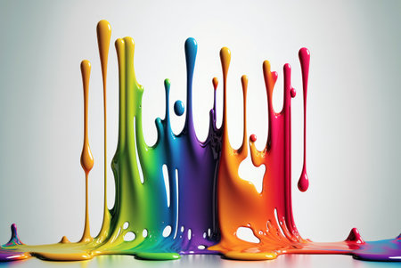 Colorful paint splashes isolated on white background. 3d rendering generative aiの素材