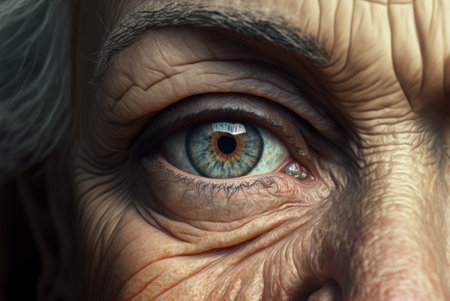 Close up of senior woman's eye. Conceptual image of elderly people generative aiの素材