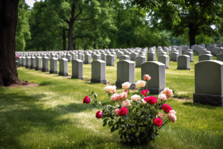 Graves at the Arlington National Cemetery in Washington DC, USA. generative aiの素材