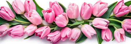 Bouquet of pink tulips isolated on a white background. generative aiの素材