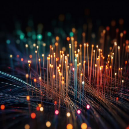 Fiber optics background with lots of light spots  generative aiの素材