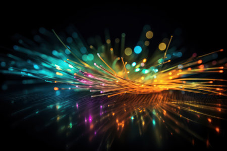 Fiber optics background with lots of light spots (3d render) generative aiの素材