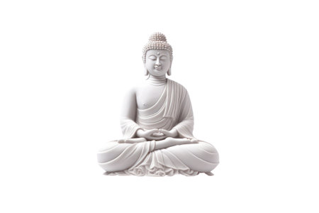 Buddha statue isolated on white background, clipping path included. generative aiの素材